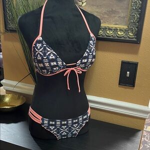 NWOT Eidon Patterned Bikini Set with Coral Accents